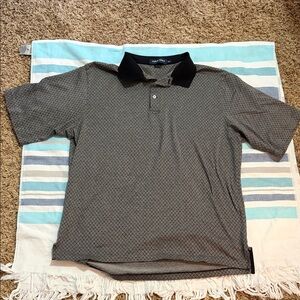 Men’s Polo by Ralph Lauren Gray Pattern Polo with Black Collar READ DESCRIPTION